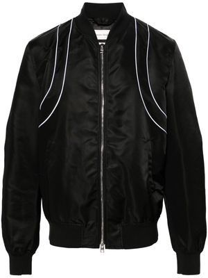 Alexander McQueen piped-trim zip-up bomber jacket - Black