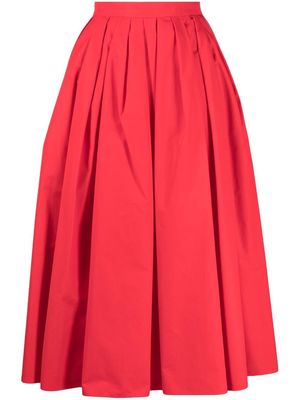 Alexander McQueen pleated cotton midi skirt - Red