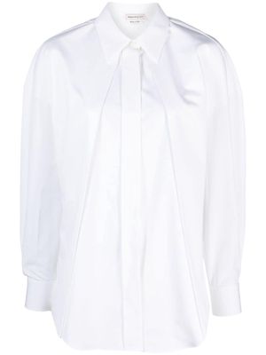 Alexander McQueen pleated cotton-poplin shirt - White