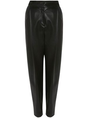 Alexander McQueen pleated leather tapered trousers - Black
