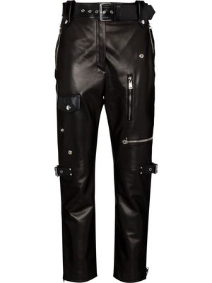 Alexander McQueen polished-finish high-waisted trousers - Black
