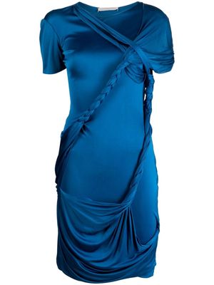 Alexander McQueen Pre-Owned 2010s braid-detail draped satin minidress - Blue