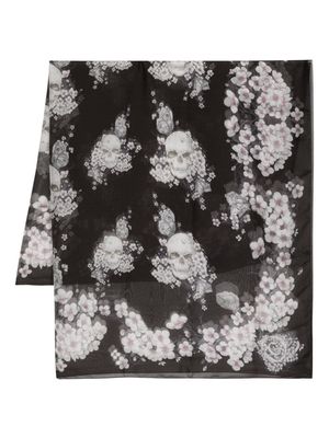 Alexander McQueen Pre-Owned 2010s floral-print silk scarf - Black