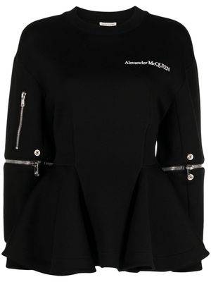 Alexander McQueen Pre-Owned 2010s peplum-hem sweatshirt - Black