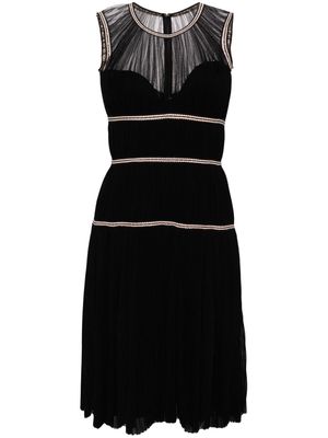 Alexander McQueen Pre-Owned semi-sheer plissé midi dresss - Black