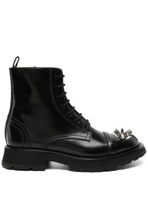 Alexander McQueen Pre-Owned studded leather combat boots - Black