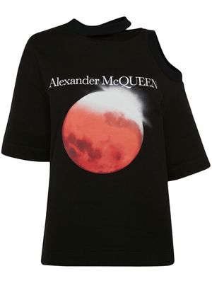 Alexander McQueen Red Moon cut-out T-shirt - Black