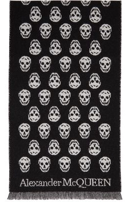 Alexander McQueen Reversible Black & White Skull Scarf