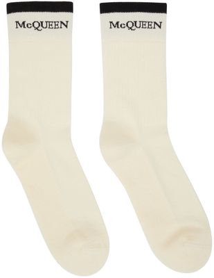 Alexander McQueen Reversible Off-White & Black Logo Socks
