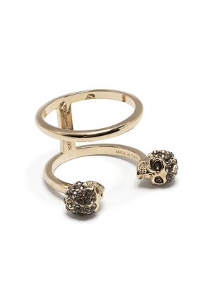 Alexander McQueen rhinestone-embellished skull ring - Gold