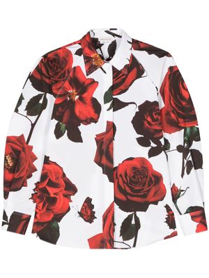 Alexander McQueen Roses-print cotton shirt - White