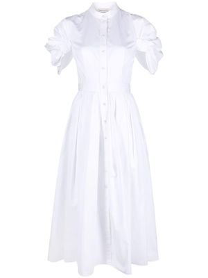 Alexander McQueen ruched cotton shirtdress - White