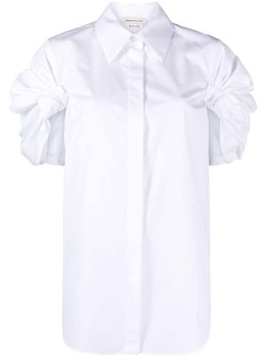 Alexander McQueen ruched-detailed short-sleeve shirt - White