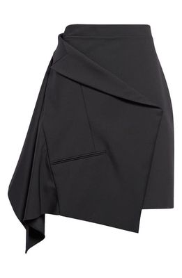 Alexander McQueen Sartorial Draped Panel Wool Miniskirt in 1000 Black