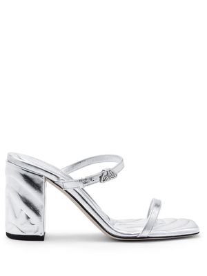 Alexander McQueen Seal 85mm strap-detail mules - Silver