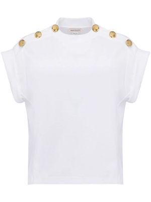 Alexander McQueen Seal button-embellished T-shirt - White