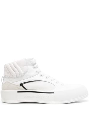 Alexander McQueen Seal-embroidered leather sneakers - White