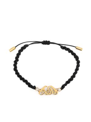 Alexander McQueen Seal-plaque braided-strap bracelet - Black