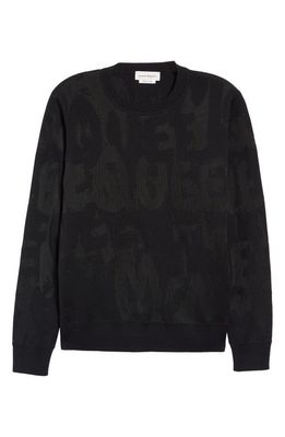 Alexander McQueen Shadow Graffiti Logo Wool Blend Sweater in Black