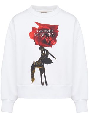 Alexander McQueen Shadow Rose cocoon-sleeve cotton sweatshirt - White