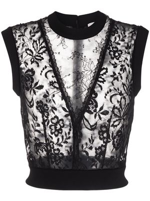 Alexander McQueen sheer-lace sleeveless top - Black