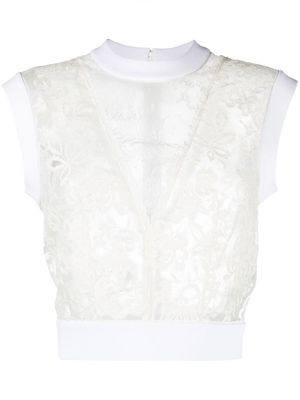 Alexander McQueen sheer-lace sleeveless top - White