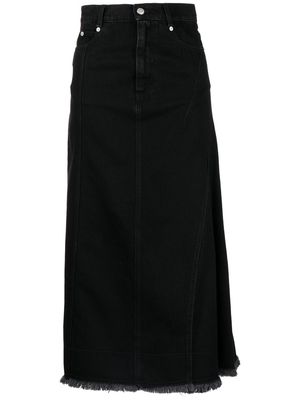 Alexander McQueen side-slit midi denim skirt - Black