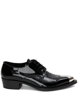 Alexander McQueen silver-tone toe-cap leather shoes - Black