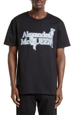 Alexander McQueen Skeleton Logo Graphic T-Shirt in Black/White