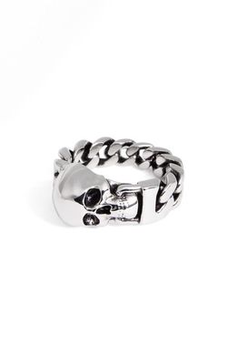 Alexander McQueen Skull Chain Ring in Silver