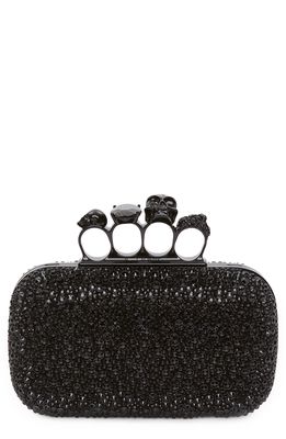 Alexander McQueen Skull Crystal Embellished Four-Ring Box Clutch in Black
