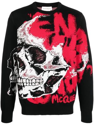 Alexander McQueen Skull Graffiti wool-blend jumper - Black