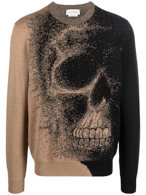 Alexander McQueen skull intarsia knitted jumper - Brown