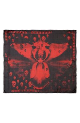 Alexander McQueen Skull Orchid Silk Scarf in 1074 Black/Red