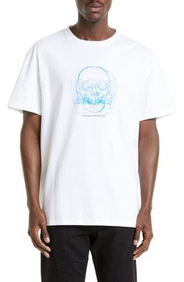Alexander McQueen Skull Print Graphic T-Shirt in White/Mix