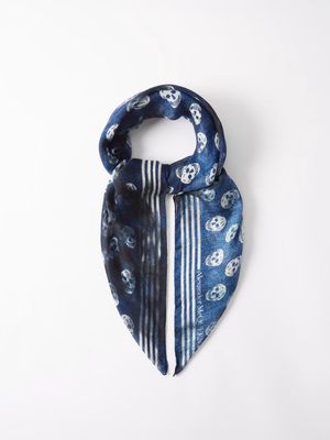 Alexander Mcqueen - Skull-print Lyocell Scarf - Mens - White Multi