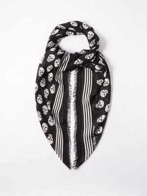 Alexander Mcqueen - Skull-print Modal Scarf - Mens - Black Multi