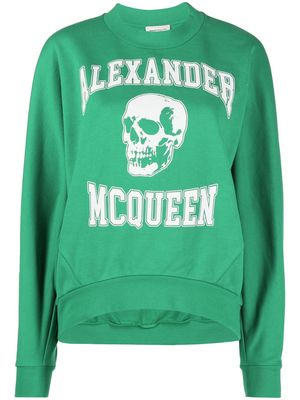 Alexander McQueen skull-print stretch-cotton sweatshirt - Green