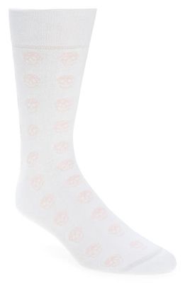 Alexander McQueen Skull Short Socks in Off White/Pink