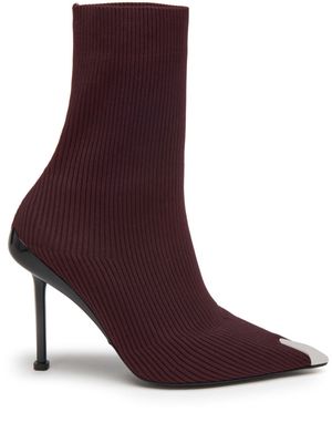 Alexander McQueen Slash Knit 90mm ankle boots - Red