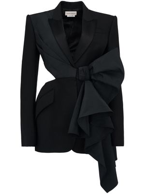 Alexander McQueen Slashed bow-embellished blazer - Black