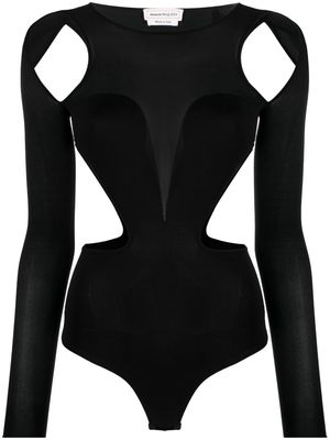 Alexander McQueen Slashed Corset cut-out bodysuit - Black
