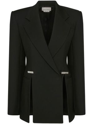 Alexander McQueen slashed tailored-cut blazer - Black