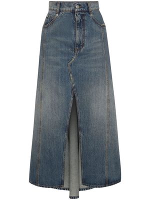 Alexander McQueen slit-detail denim skirt - Blue