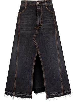 Alexander McQueen slit-detail denim skirt - Grey