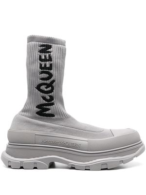Alexander McQueen sock-fit logo-print sneakers - Grey