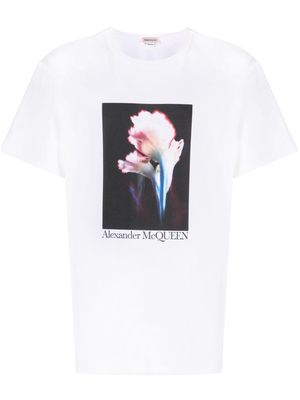 Alexander McQueen Solarised Flower cotton T-shirt - White