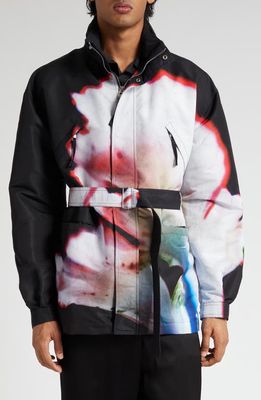 Alexander McQueen Solarised Flower Print Belted Raincoat in Mix Colors