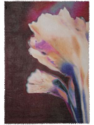 Alexander McQueen Solarised Flower-print fringed scarf - Multicolour