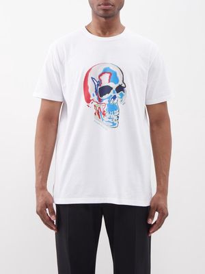 Alexander Mcqueen - Solarised Skull-print Cotton-jersey T-shirt - Mens - White Multi